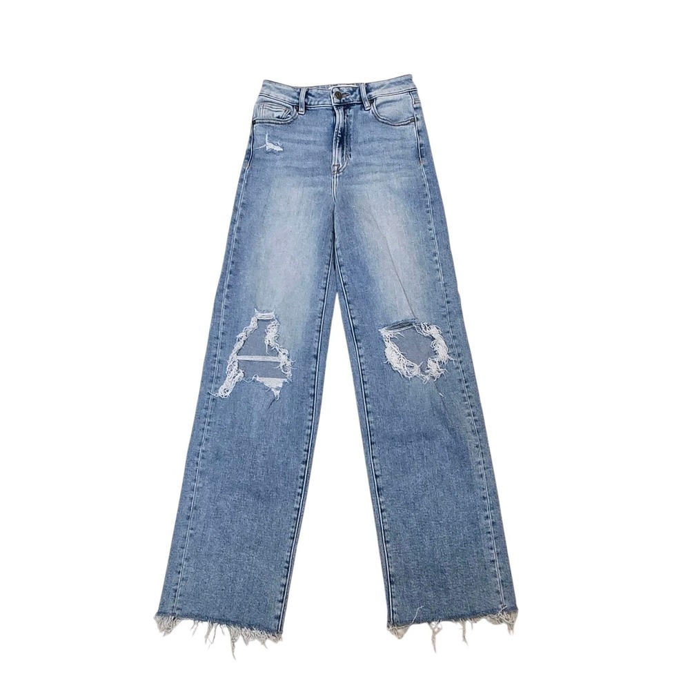 Hidden Los Angeles Jeans Distressed Wide Leg Raw Hem High Rise Women's 25x30
